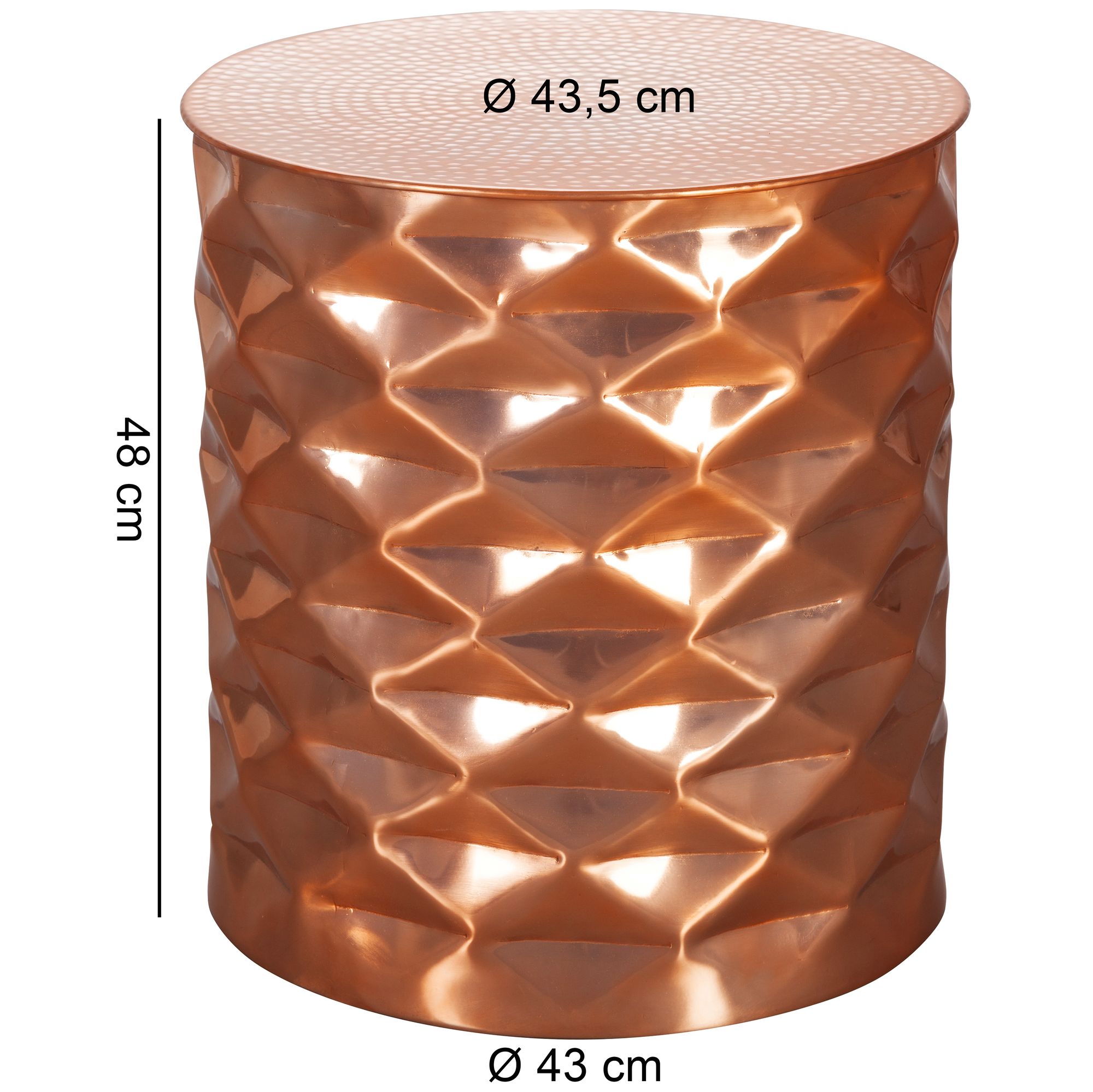 FineBuy Beistelltisch rund 43,5 cm Metall - Orientalischer Design Wohnzimmertisch Aluminium - Hammerschlag Alu kleiner Couchtisch - Dekotisch | Farbe: Gold