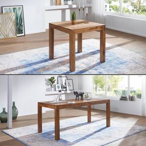 FineBuy Esstisch Massivholz Sheesham Esszimmer-Tisch Holztisch Design Küchentisch Landhaus-Stil braun Größe wählbar 15831