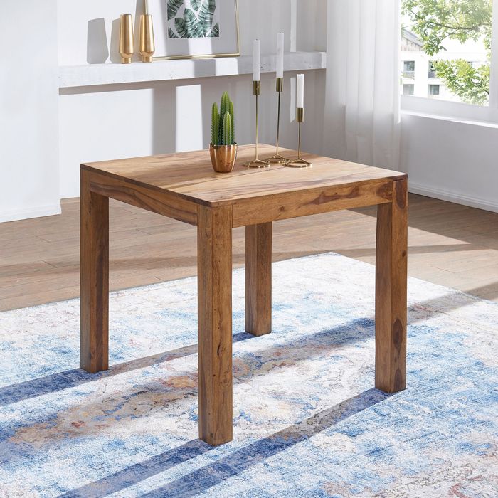 FineBuy Esstisch Massivholz Sheesham Esszimmer-Tisch Holztisch Design Küchentisch Landhaus-Stil braun Größe wählbar 15831