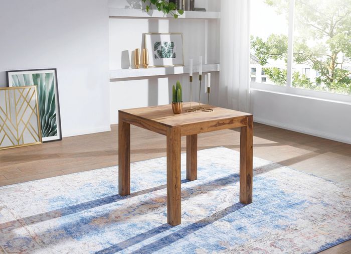 FineBuy Esstisch Massivholz Sheesham Esszimmer-Tisch Holztisch Design Küchentisch Landhaus-Stil braun Größe wählbar 15831