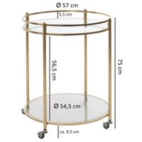 FineBuy Servierwagen Gold Ø 57cm Beistelltisch Teewagen Rollen Küchenwagen – Ansicht 3