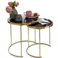 FineBuy Satztisch COMO schwarz/Gold Beistelltisch Metall/Glas Couchtisch 2er Set – Ansicht 6