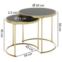 FineBuy Satztisch COMO schwarz/Gold Beistelltisch Metall/Glas Couchtisch 2er Set – Ansicht 3
