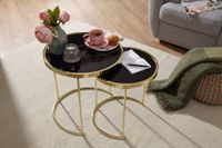 FineBuy Satztisch COMO schwarz/Gold Beistelltisch Metall/Glas Couchtisch 2er Set – Ansicht 4