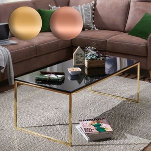 SV49701 FineBuy Couchtisch 120 x 45 x 60 cm Metall Holz Sofatisch schwarz, Design Wohnzimmertisch quadratisch, Stubentisch mit Metallgestell, Kaffeetisch klein, Wohnzimmer Loungetisch modern 15940