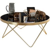 FineBuy Couchtisch Schwarz Gold Glasplatte Wohnzimmertisch Ø 82 cm – Ansicht 6