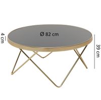 FineBuy Couchtisch Schwarz Gold Glasplatte Wohnzimmertisch Ø 82 cm – Ansicht 3