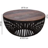 Couchtisch FineBuy Sofatisch 70 cm Tisch Holz Massiv Metall Wohnzimmertisch – Ansicht 3