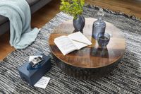 Couchtisch FineBuy Sofatisch 70 cm Tisch Holz Massiv Metall Wohnzimmertisch – Ansicht 5