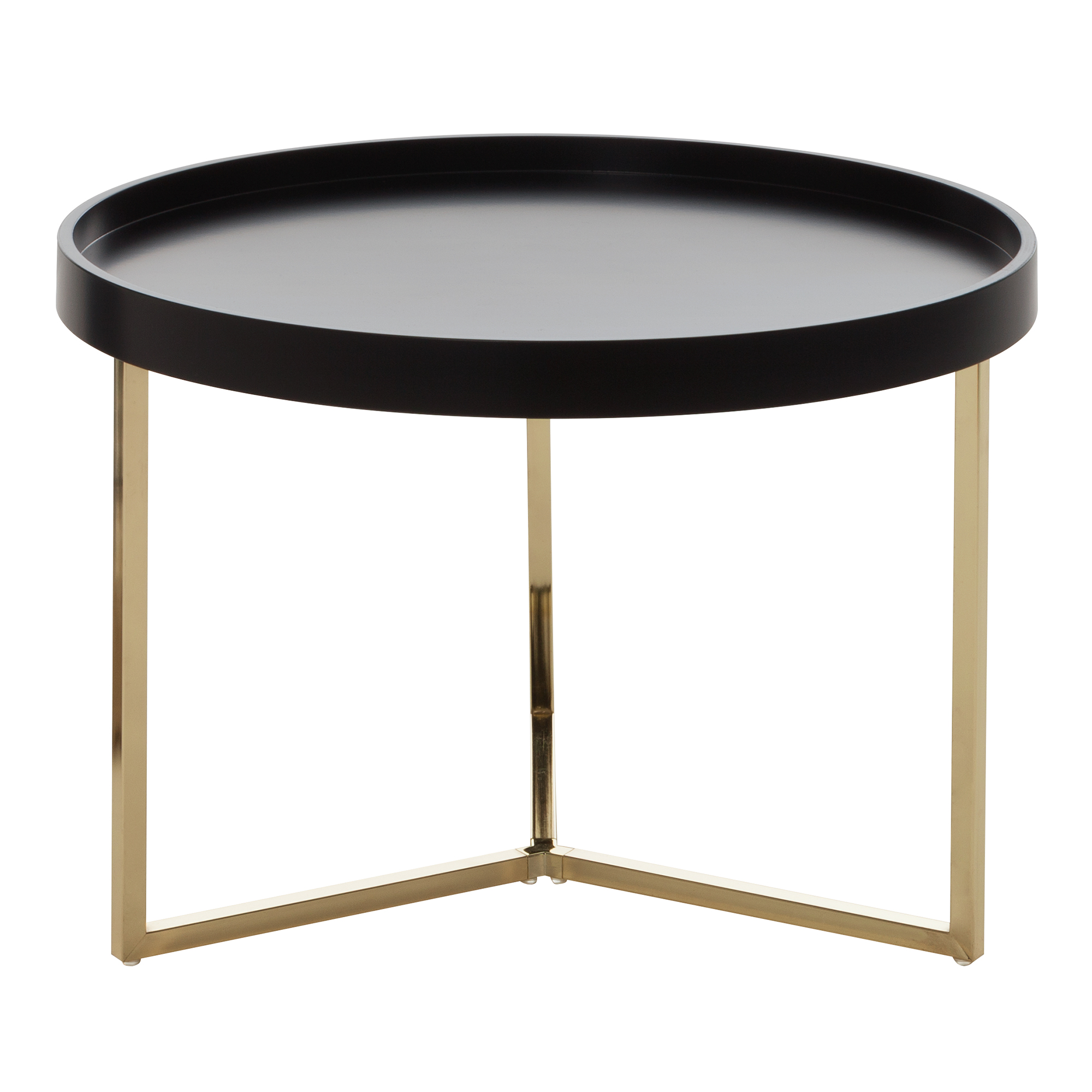 FineBuy Couchtisch 58,5x42x58,5cm Sofatisch Metall Rund, Designer Retro Wohnzimmertisch modern, Kleiner Loungetisch mit Metallgestell, Runder Tabletttisch mit Holz-Platte | Farbe: Schwarz