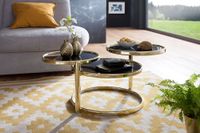 FineBuy Couchtisch Metall Glas Beistelltisch Wohnzimmertisch Sofatisch 58cm Rund – Ansicht 2