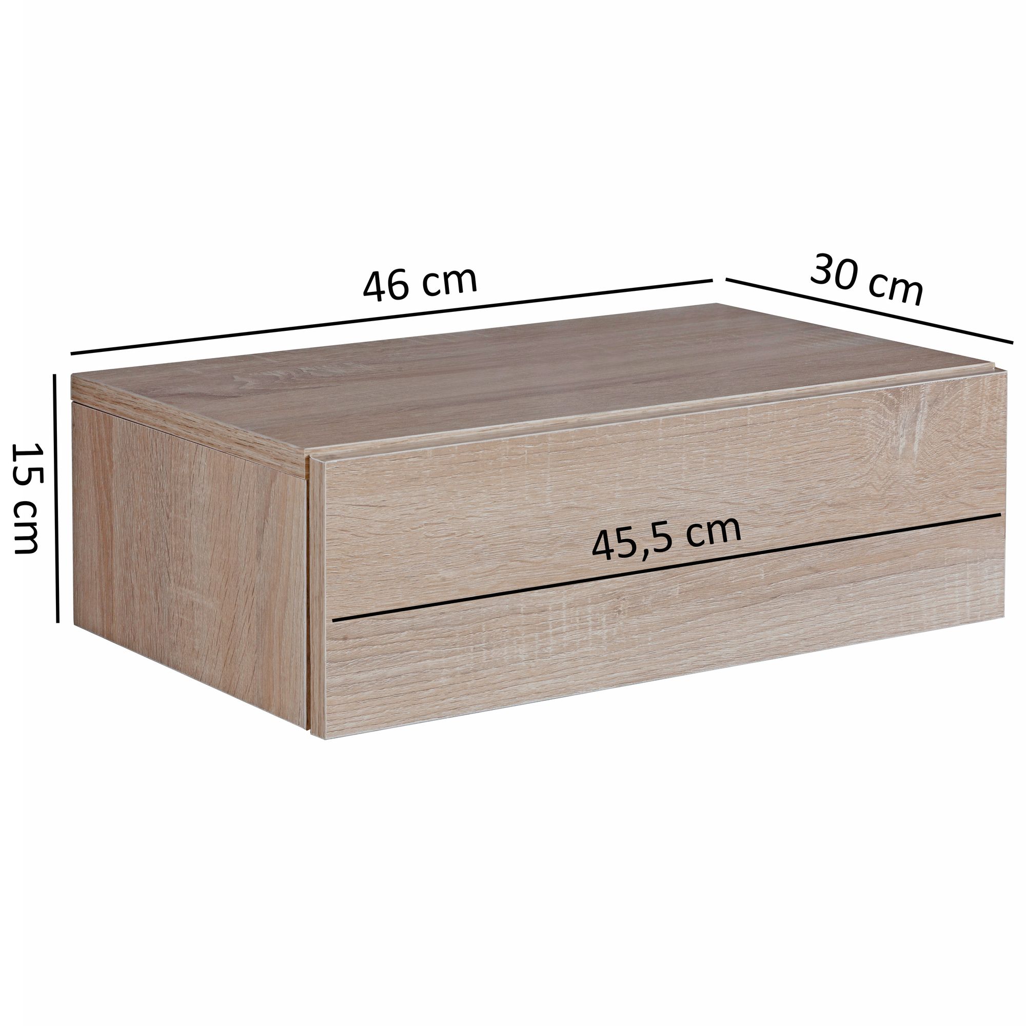 FineBuy Nachtkonsole ZADAR für Wandmontage 46x15x30cm Nachttisch Holz, Wandregal mit Schublade, Nachtschrank Wandboard für Boxspringbett schwebend, Wandkonsole Nachtkästchen hängend | Farbe: Weiß