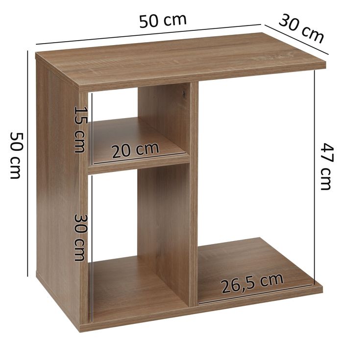 FineBuy Beistelltisch Holz Anstelltisch Couchtisch Klein Sofatisch 50 cm – Maßzeichnung