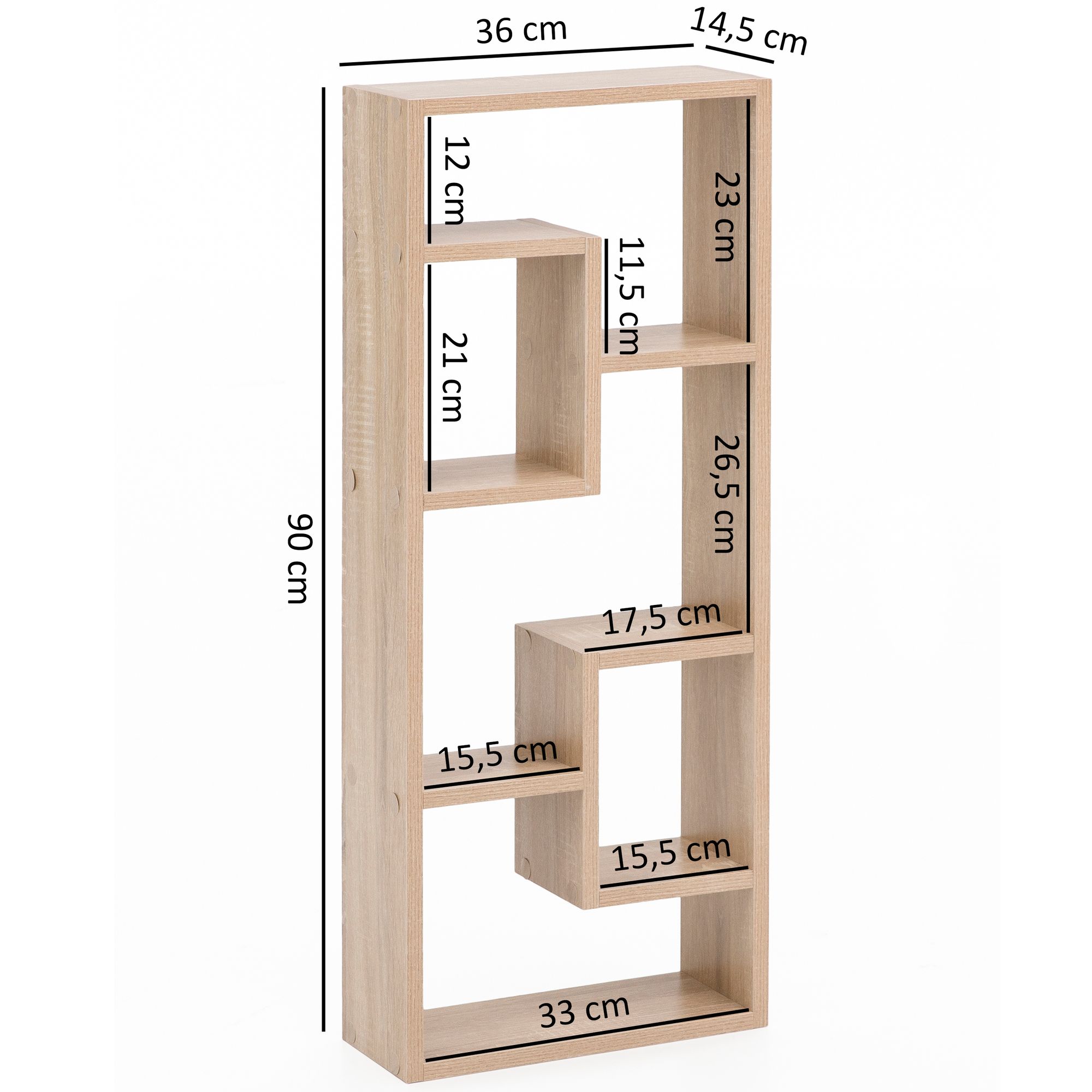FineBuy Wandregal 36 x 90 x 13,5 cm Holz Design Hängeregal modern, Wandboard freischwebend, Holzregal Regal für die Wand, Bücherregal schmal, Dekoregal Schweberegal hoch | Farbe: Grau