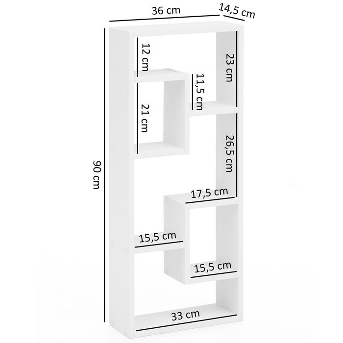 FineBuy Wandregal Hängeregal 36 x 90 x 13,5 cm Holz Wandboard Dekoregal Modern – Maßzeichnung