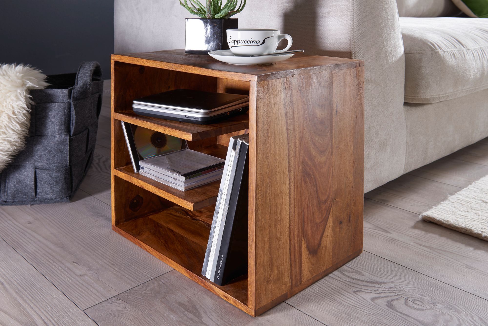 FineBuy Beistelltisch 43x43x30 cm Sheesham Massivholz Design Nachttisch, Kleiner Wohnzimmertisch mit Ablagen, Designer Holztisch massiv, Nachtkonsole Nachtkommode Holz, Anstelltisch modern | Farbe: Braun FineBuy Beistelltisch 43x43x30 cm Sheesham Massivholz Design Nachttisch, Kleiner Wohnzimmertisch mit Ablagen, Designer Holztisch massiv, Nachtkonsole Nachtkommode Holz, Anstelltisch modern | Farbe: Braun