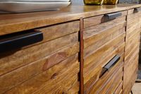 Massivholz Sideboard 160cm Sheesham Kommode mit 2 Türen & 3 Schubladen Industrial Design Metall schwarz – Ansicht 6
