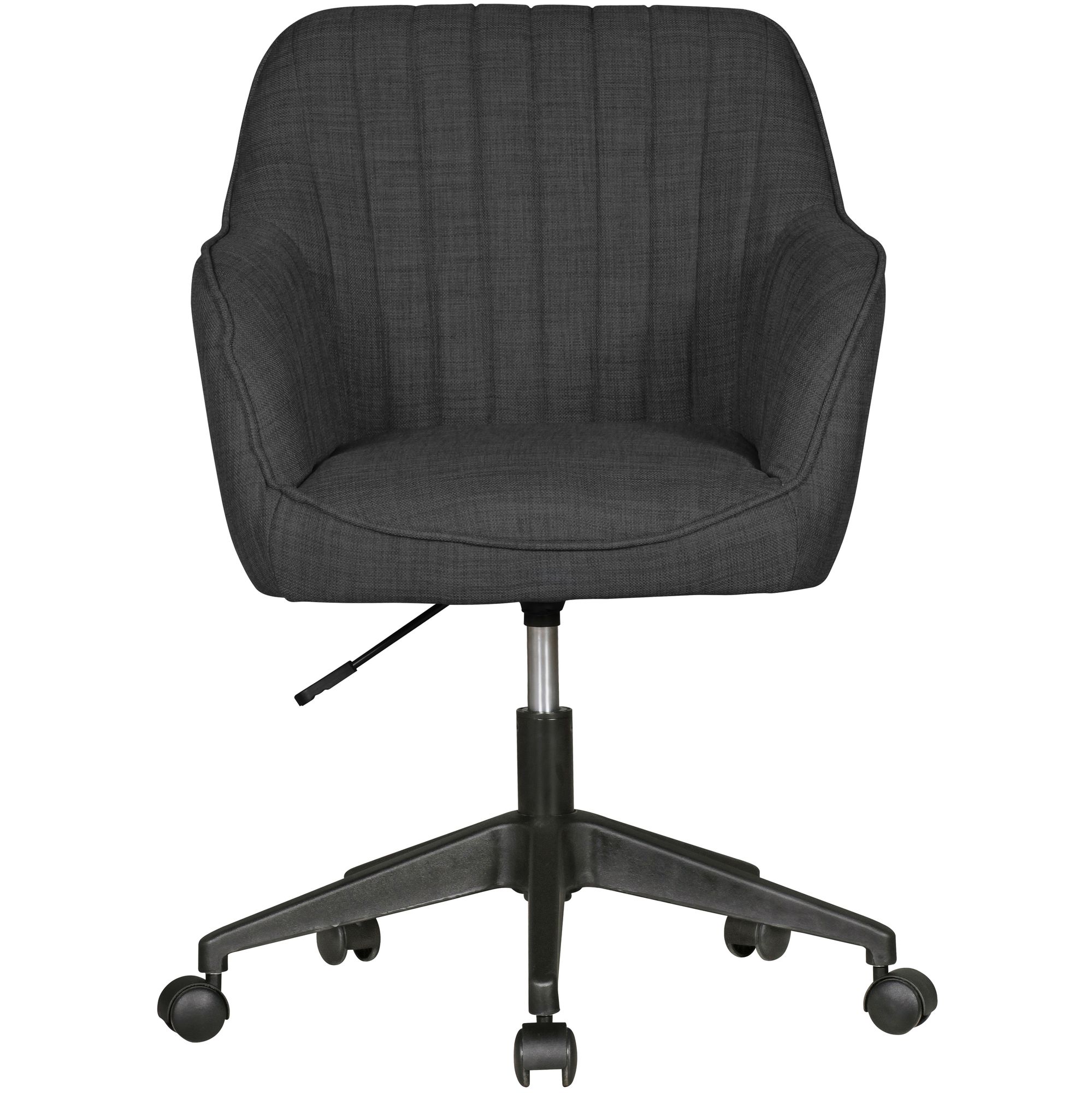 FineBuy Schreibtischstuhl MIAMI Stoff Design Drehstuhl mit Lehne 120 kg, Retro Bürostuhl Drehsessel mit Rollen, Designer Schalenstuhl bequem, PC Stuhl Schreibtischsessel Büro, Bürosessel | Farbe: Grau