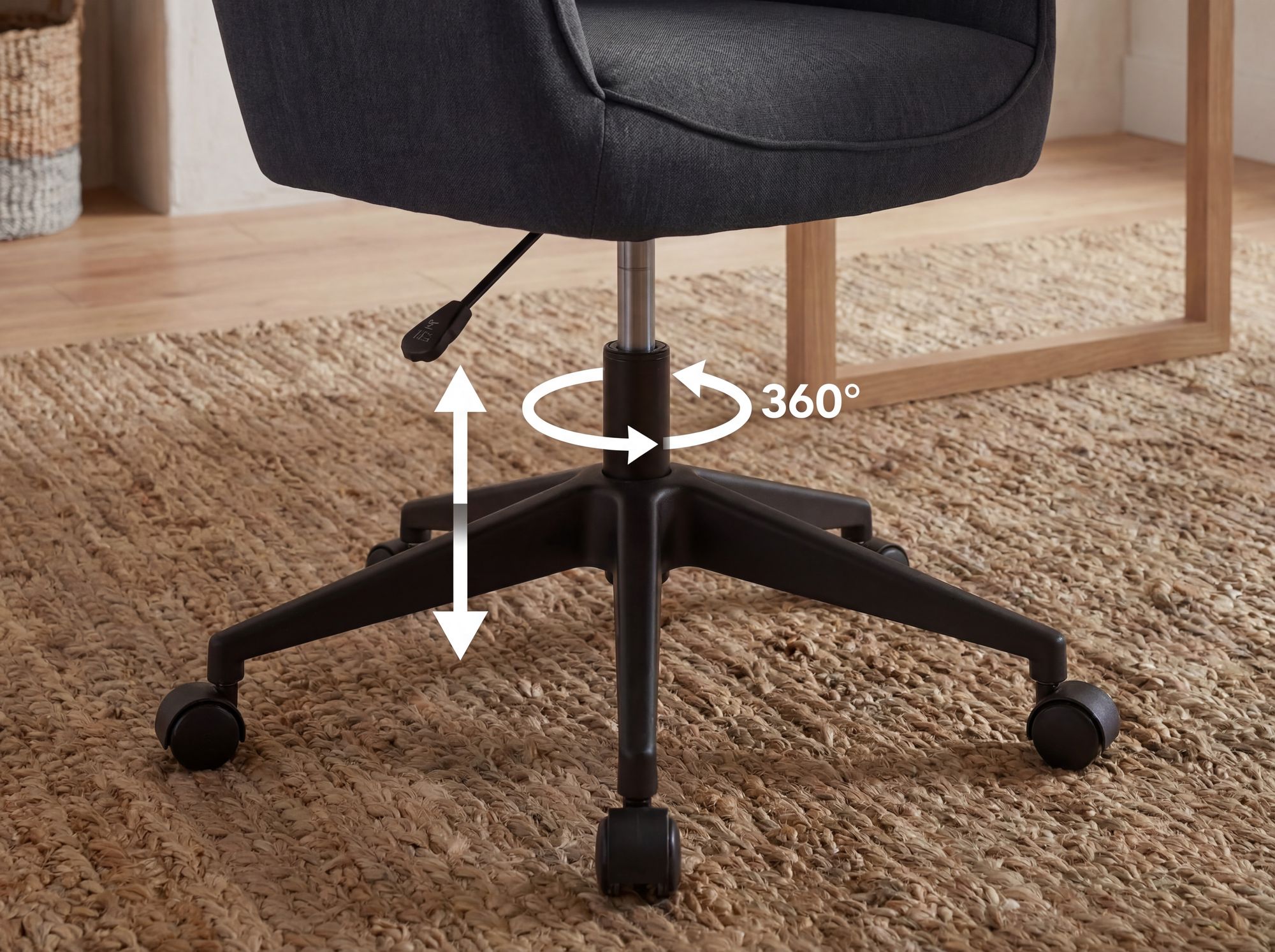 FineBuy Schreibtischstuhl MIAMI Stoff Drehstuhl Bürostuhl 120 kg Schalenstuhl – Ansicht 5