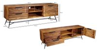 FineBuy Lowboard Sheesham Massiv Holz Hifi Board Fernsehschrank Wohnzimmer – Ansicht 3