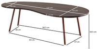 FineBuy Couchtisch Akazie Massivholz 122cm Wohnzimmertisch Retro Nierenform – Ansicht 3