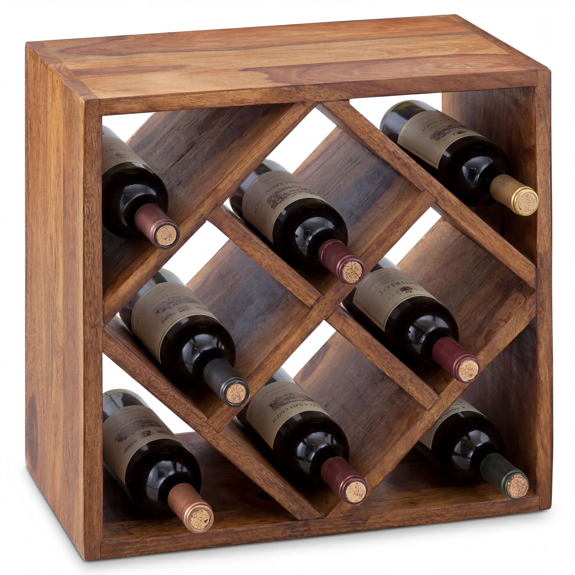 FineBuy Weinregal Flaschenregal Holz Weinflaschenhalter Holzregal 8 Flaschen – Ansicht 6