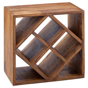 FineBuy Weinregal Massiv-Holz 40x40x25 cm klein stehend, Design Flaschenregal für die Küche, Standregal schmal für 8 Flaschen 4250950286191