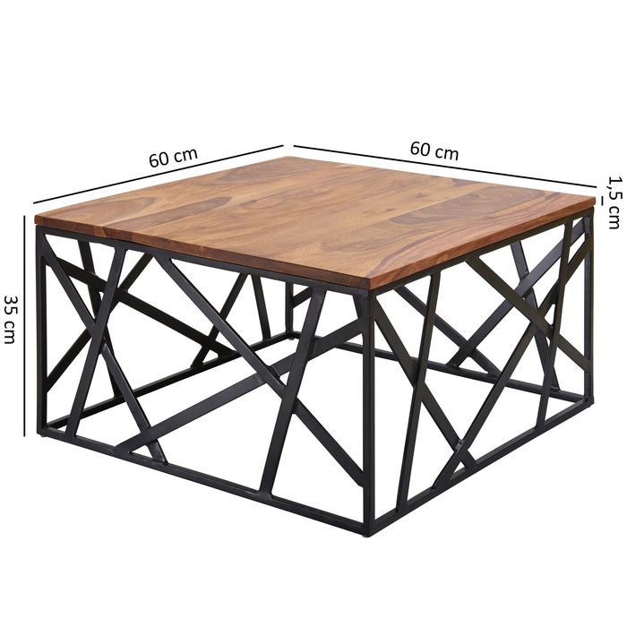 FineBuy Couchtisch Massiv Wohnzimmertisch Holz Sofatisch Tisch Beistelltisch – Maßzeichnung