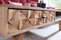 Couchtisch Akazie Massivholz 95cm Wohnzimmertisch Schublade Ablage Retro Design – Ansicht 5