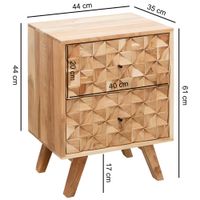 Nachttisch Akazie Massiv Nachtkonsole Boxspringbett Nachtkästchen 2 Schubladen – Ansicht 3