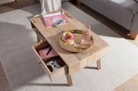 Couchtisch Massivholz rechteckig 95cm Wohnzimmertisch Schublade & Ablagefach – Ansicht 5