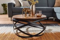 FineBuy Couchtisch MANUR Sheesham Massivholz rund Ø 60 cm Wohnzimmertisch Metall – Ansicht 2