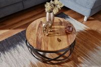 FineBuy Couchtisch MANUR Sheesham Massivholz rund Ø 60 cm Wohnzimmertisch Metall – Ansicht 4