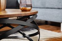 FineBuy Couchtisch MANUR Sheesham Massivholz rund Ø 60 cm Wohnzimmertisch Metall – Ansicht 5