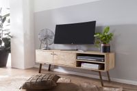 Massives TV-Board 145cm Mango Massivholz hell Fernsehschrank mit 2 Türen & Ablage Lowboard – Ansicht 2