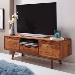 FineBuy HiFi Lowboard Sheesham Massivholz Landhaus TV Kommode 135x51x45cm, Fernsehschrank Unterschrank mit Schublade & 2 Türen, Fernsehtisch Ablagefach, Fernsehkommode TV Möbel 4250950286856