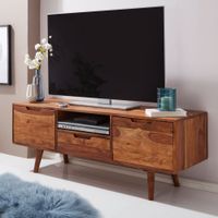 FineBuy TV Lowboard Holz Fernsehkommode Massiv Landhaus Fernsehschrank TV Bank – Ansicht 1