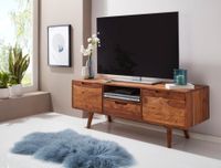 FineBuy TV Lowboard Holz Fernsehkommode Massiv Landhaus Fernsehschrank TV Bank – Ansicht 2