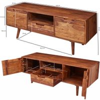 FineBuy TV Lowboard Holz Fernsehkommode Massiv Landhaus Fernsehschrank TV Bank – Ansicht 3