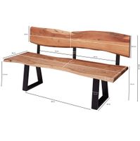 FineBuy Esszimmerbank 160cm Essbank mit Lehne Baumkante Sitzbank Bank Holz – Ansicht 3