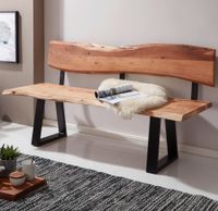 FineBuy Esszimmerbank TREE 180cm Essbank mit Lehne Baumkante Sitzbank Bank Holz – Ansicht 1