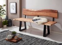 FineBuy Esszimmerbank TREE 180cm Essbank mit Lehne Baumkante Sitzbank Bank Holz – Ansicht 2