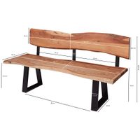 FineBuy Esszimmerbank TREE 180cm Essbank mit Lehne Baumkante Sitzbank Bank Holz – Ansicht 3