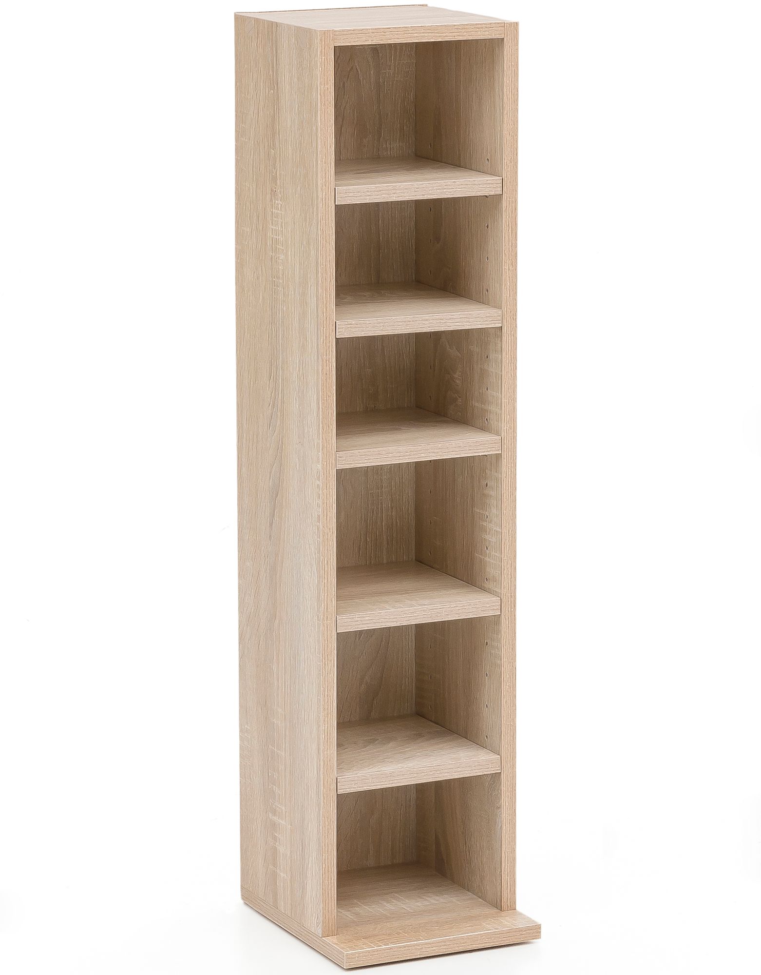 FineBuy Design Bücherregal SV51375 mit 6 Fächern 21 x 91 x 25,5 cm, Standregal Holz Regal Freistehend Flur, Schmales Wandregal Kinderzimmer, Nischenregal Modern | Farbe: Weiß