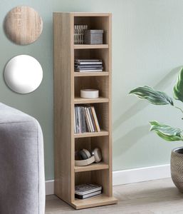 SV51375 FineBuy Design Bücherregal SV51375 mit 6 Fächern 21 x 91 x 25,5 cm, Standregal Holz Regal Freistehend Flur, Schmales Wandregal Kinderzimmer, Nischenregal Modern 17725