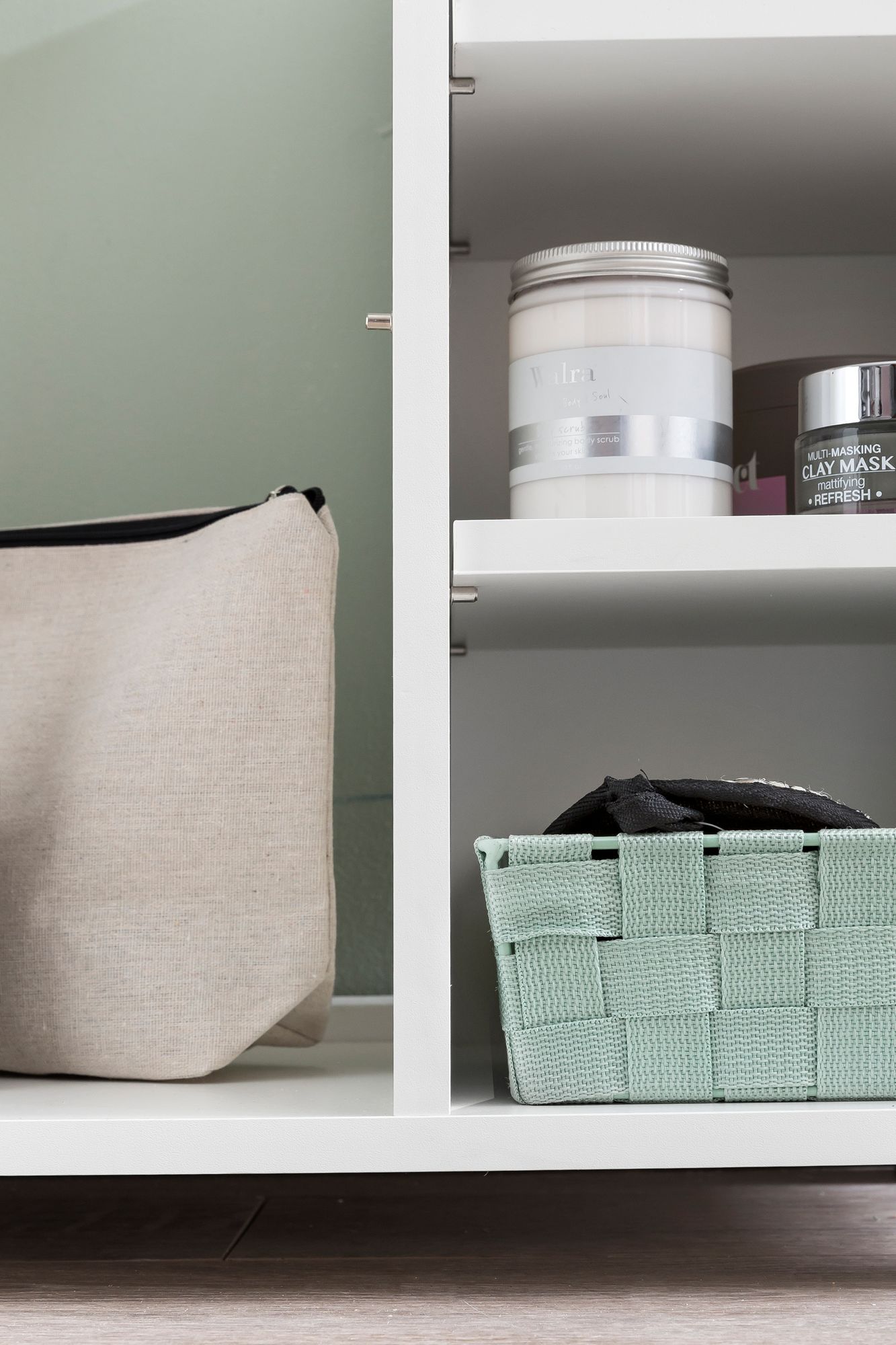 FineBuy Waschbeckenunterschrank 60x55x32 cm weiß mit Tür, Unterschrank Waschbecken Badezimmer, Waschtischunterschrank mit Fächern, Badezimmerschrank mit Ablage | Farbe: Weiß