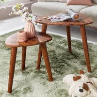 FineBuy 2er Set Beistelltisch Sheesham Holz Massiv Wohnzimmer Tisch Couchtisch – Ansicht 1