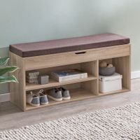 FineBuy Schuhbank 104x51x32 cm Garderobenbank Sitzbank Stoff Flurbank – Ansicht 1