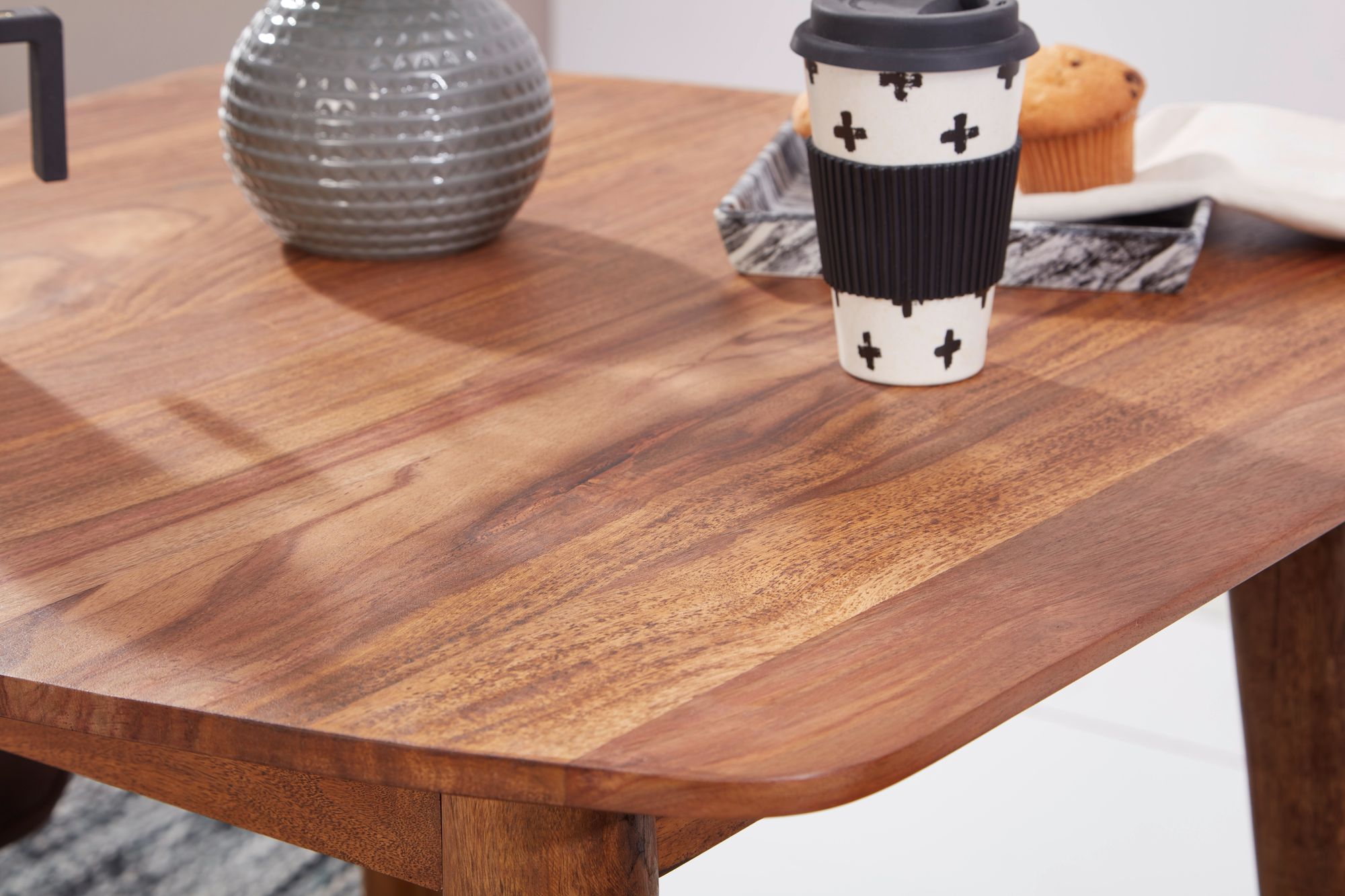 FineBuy Esszimmertisch Sheesham Massivholz Tisch, Designer Küchentisch Holz, Massiver Holztisch rustikal, Speisetisch massives Echt-Holz modern | Farbe: Braun