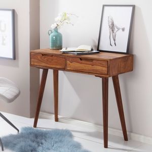 FB51402 FineBuy Konsolentisch FB51402 90 x 76 x 36 cm Sheesham Massivholz mit Schubladen, Design Holz Anrichte Konsole massiv, Kleiner Landhaus Schreibtisch Flurtisch, Schminktisch Ablagetisch Natur 4250950287020
